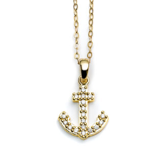 Radiant Anchor Necklace 14k with Diamonds
