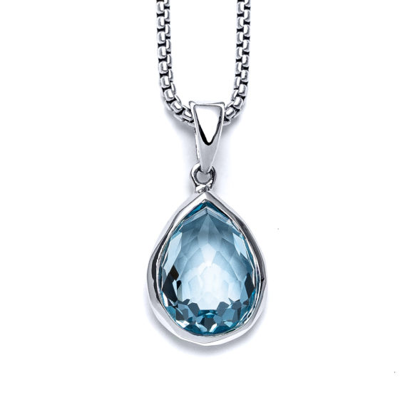 Blue Topaz Mini Teardrop Necklace