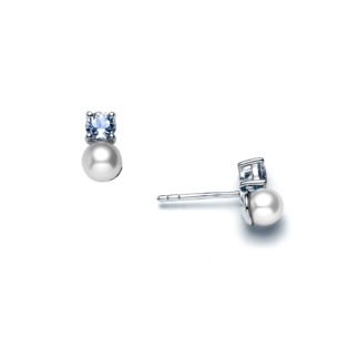 Aquamarine and Pearl Stud Earrings
