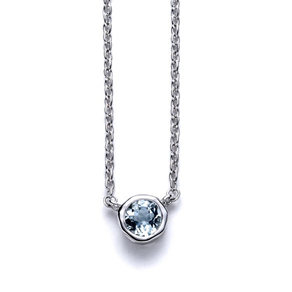 Classic Aquamarine Necklace in Sterling Silver