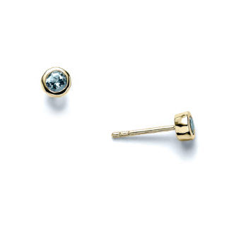 Aquamarine Bezel Stud Earrings 14k Yellow Gold