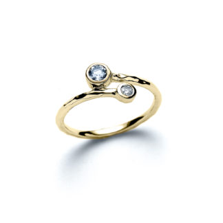 Aquamarine Bypass 14k Yellow Gold Ring