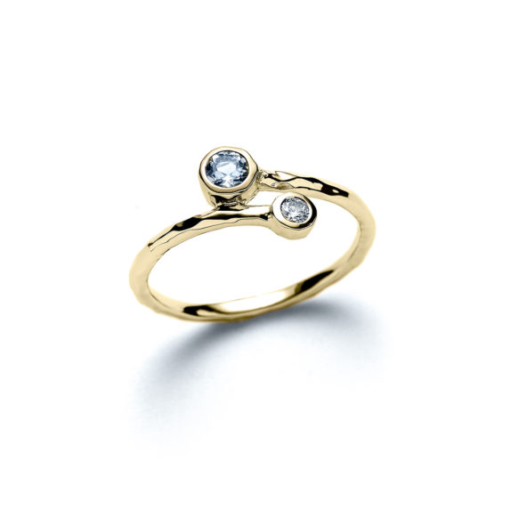 Aquamarine Bypass 14k Yellow Gold Ring