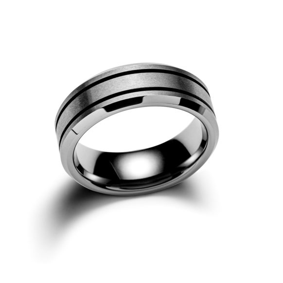 Twinline Black Ring