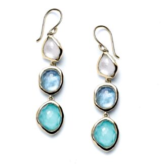 Beach Sea Pebble 14k Yellow Gold Earrings