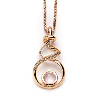 Pink Orchid Rose Gold Ciega Ribbon Necklace
