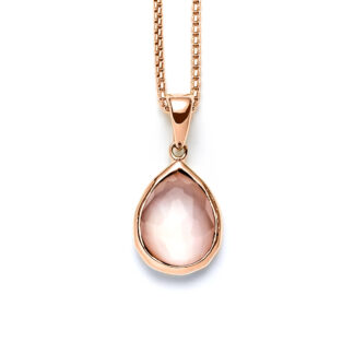 Pink Orchid Rose Gold Mini Teardrop Necklace