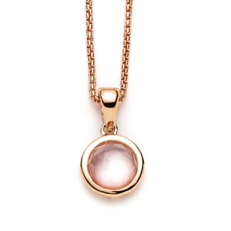 Pink Orchid Rose Gold Round Necklace
