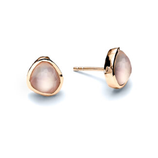 Pink Orchid Rose Gold Sea Pebble Stud Earrings