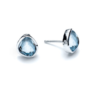 Sky Blue Topaz Sea Pebble Stud Earrings
