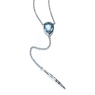 Sky Blue Topaz Teardrop Y Necklace