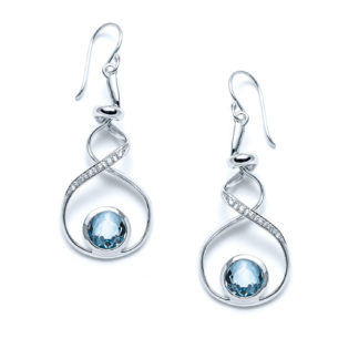 Sky Blue Topaz Ciega Ribbon Earrings