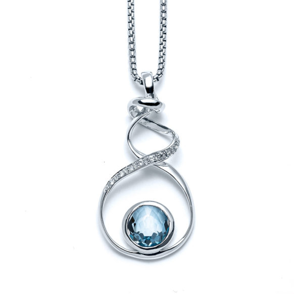 Sky Blue Topaz Ciega Ribbon Necklace