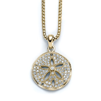 Radiant Sand Dollar Small Necklace with 14k Gold & Diamond