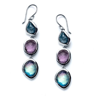 Luminous Sea Pebble Triple Drop Earrings