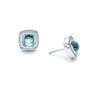 Sky Blue Topaz Mini Cushion Stud Earrings