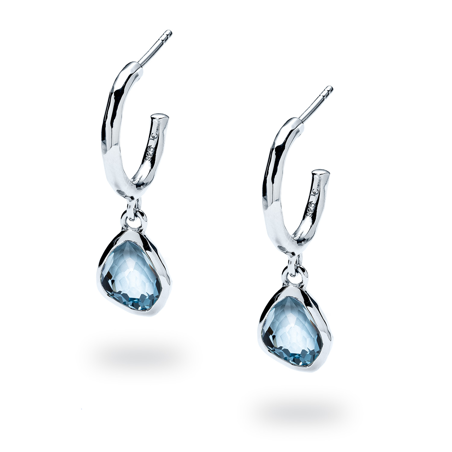 Sterling Silver Light Sky Blue Topaz and Diamond Accented Lever Back Earrings Sterling Silver Light Sky Blue Topaz and Diamond Accented Lever Back Earrings