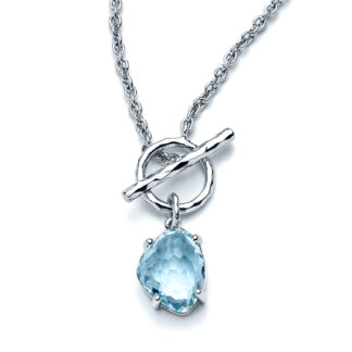 Sky Blue Topaz Sea Pebble Toggle Necklace