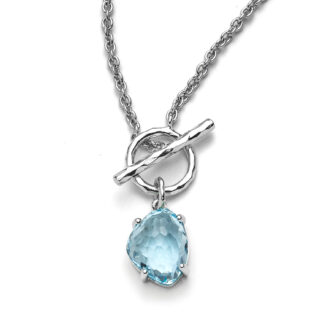 Sky Blue Topaz Sea Pebble Toggle Necklace