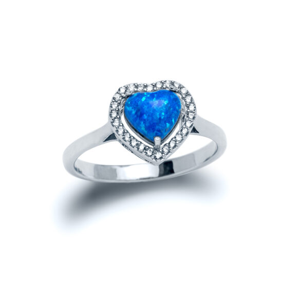 Blue Opal Affinity Heart Ring