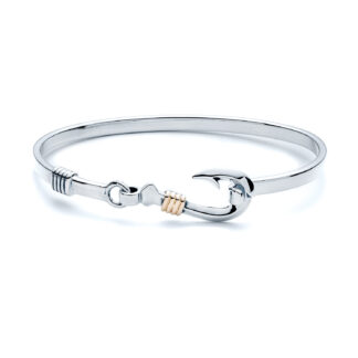 Fish Hook Two Tone Bangle Bracelet