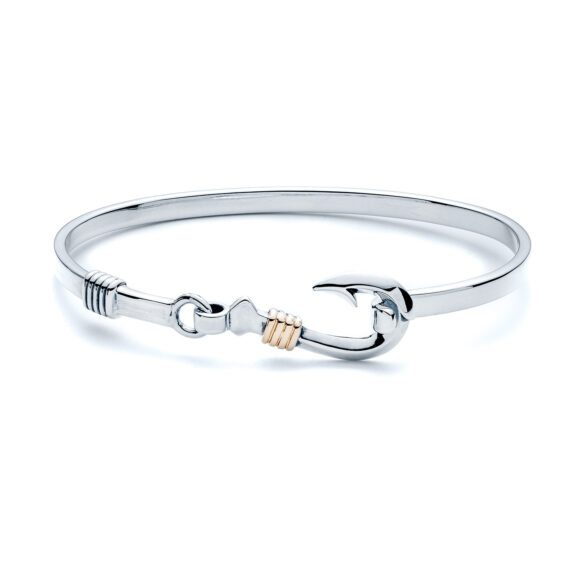 Fish Hook Two Tone Bangle Bracelet