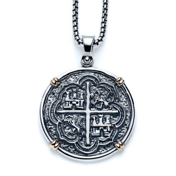 Galleon Coin Large Necklace with 18k Yellow Gold