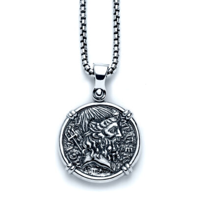 Galleon Trident Coin Necklace with 18k Gold Back