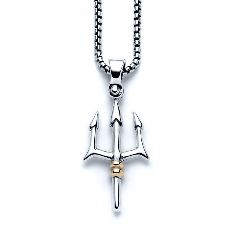Galleon Trident Necklace with 18k Gold