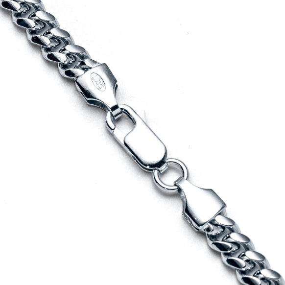 Cuban Link Chain Sterling Silver 5mm Clasp