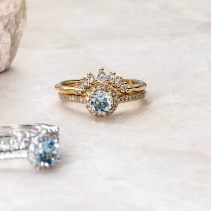 Aquamarine Princess Yellow Gold Ring - Image 2