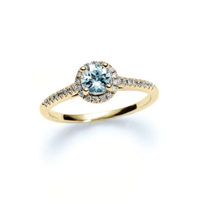 Aquamarine Princess Yellow Gold Ring