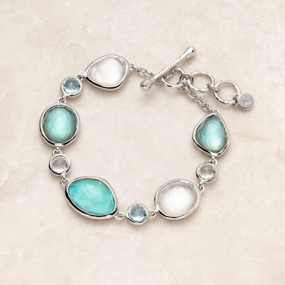 Laguna Key Sea Pebble Gemstone Link Bracelet on Stone