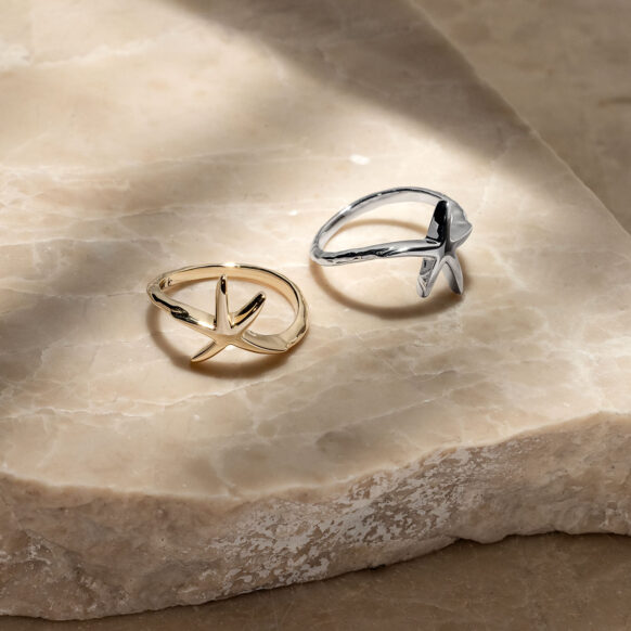 Vinoy Starfish Rings In Silver & 14k Yellow Gold
