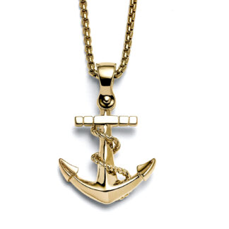 Galleon Anchor 14k Yellow Gold Necklace