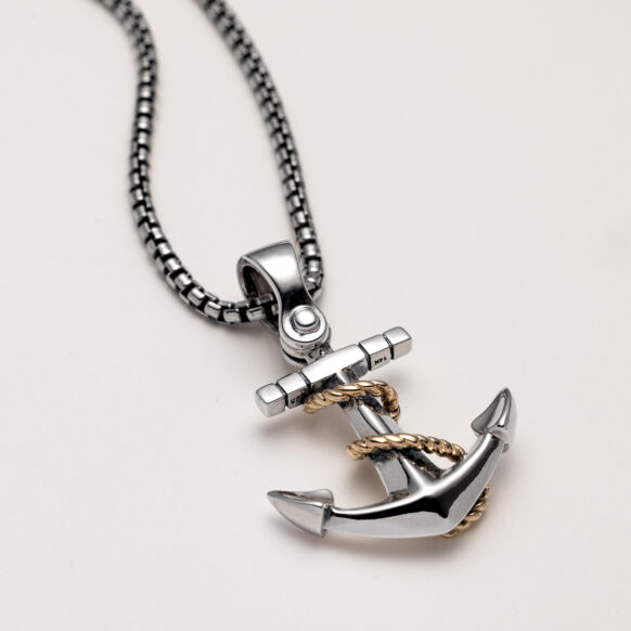 Galleon Anchor Necklace on White