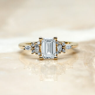 Avilaine Emerald Yellow Gold Diamond Ring