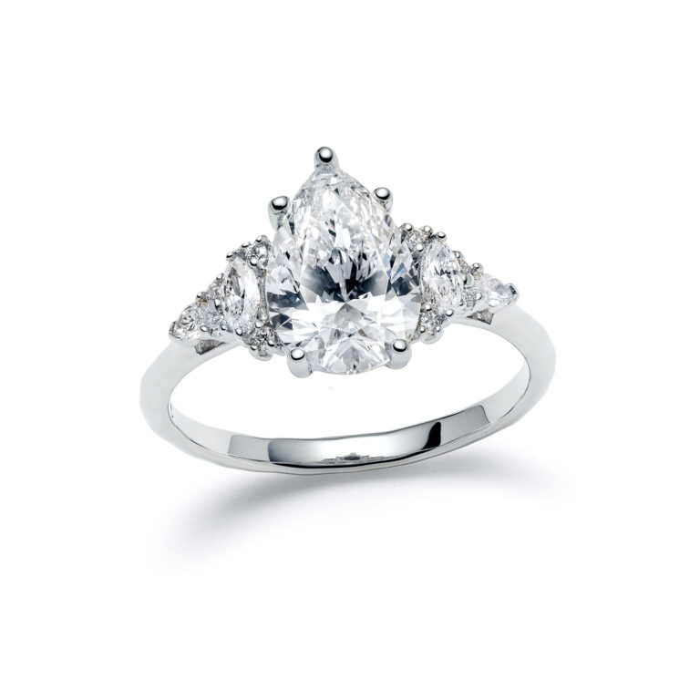 Avilaine Pear White Gold Diamond Ring