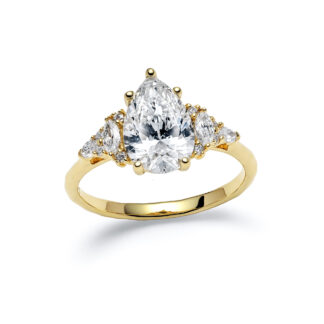 Avilaine Pear Yellow Gold Diamond Ring