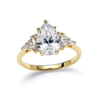 Avilaine Pear Yellow Gold Diamond Ring