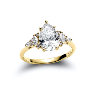 Avilaine Pear Yellow Gold Diamond Ring