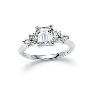 Avilaine Emerald White Gold Diamond Ring