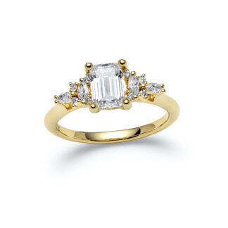 Avilaine Emerald Yellow Gold Diamond Ring