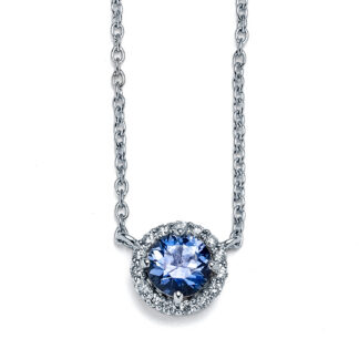 Blue Sapphire Princess Diamond Necklace