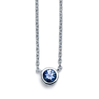 Classic Blue Sapphire White Gold Necklace