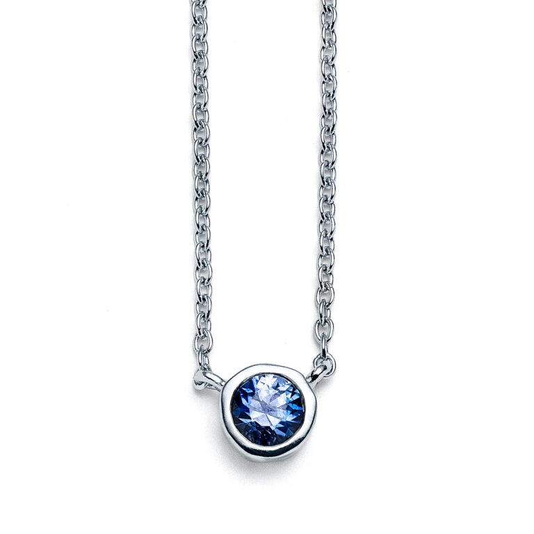 Classic Blue Sapphire White Gold Necklace