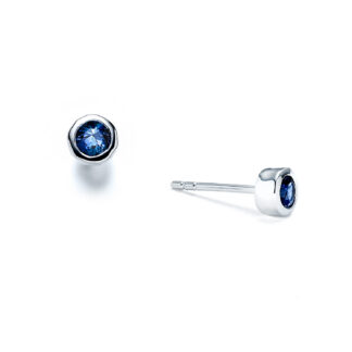 Classic Blue Sapphire White Gold Stud Earrings