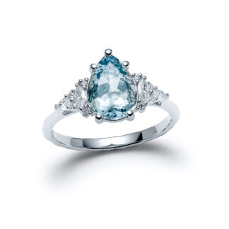 Aquamarine Avilaine Pear White Gold Diamond Ring