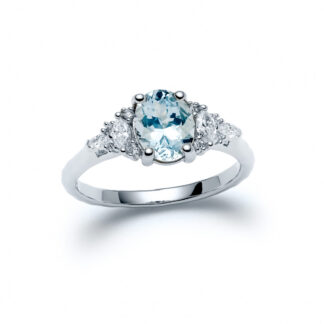 Aquamarine Avilaine White Gold Diamond Ring