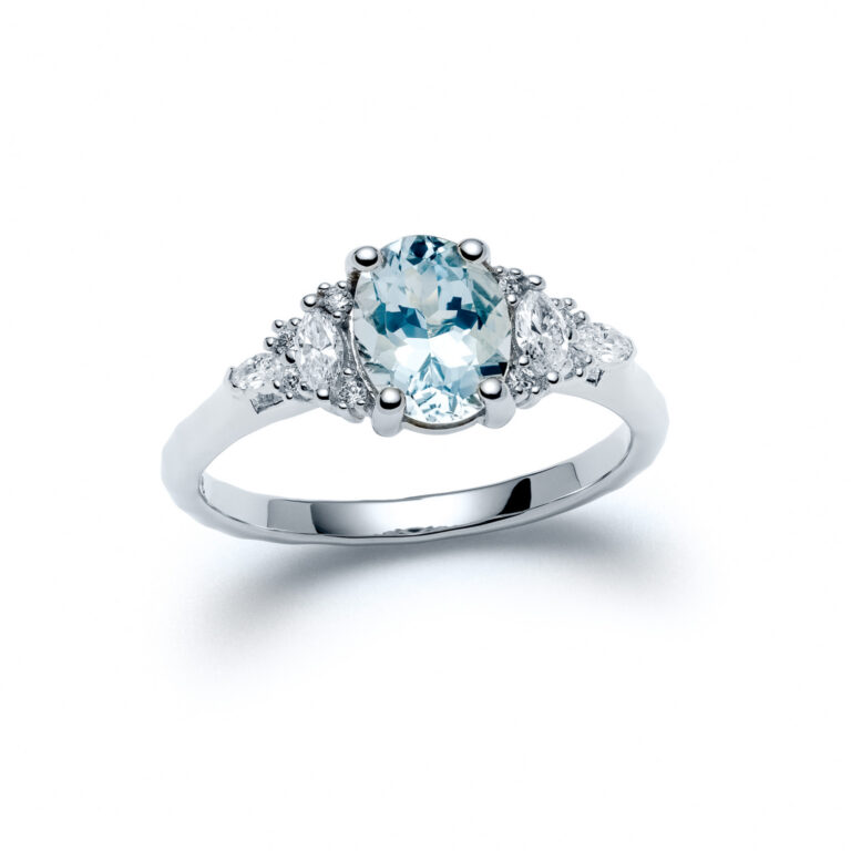 Aquamarine Avilaine White Gold Diamond Ring